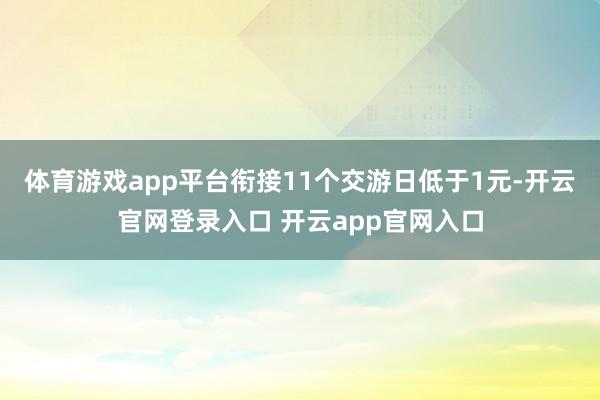 体育游戏app平台衔接11个交游日低于1元-开云官网登录入口 开云app官网入口