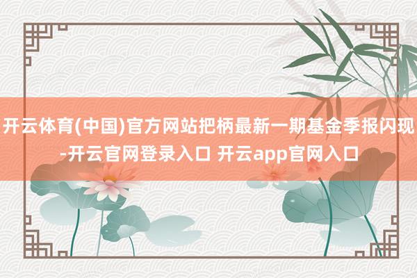 开云体育(中国)官方网站把柄最新一期基金季报闪现-开云官网登录入口 开云app官网入口