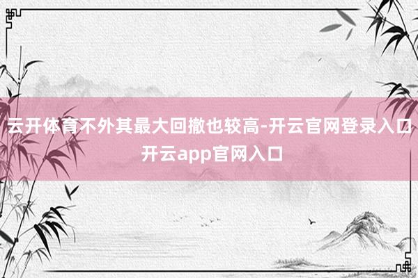 云开体育不外其最大回撤也较高-开云官网登录入口 开云app官网入口