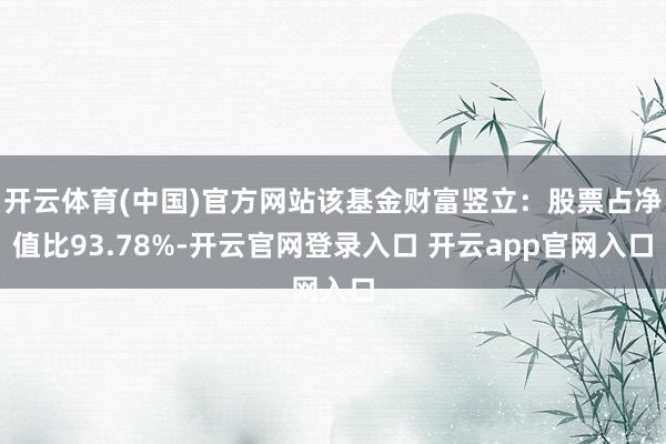 开云体育(中国)官方网站该基金财富竖立：股票占净值比93.78%-开云官网登录入口 开云app官网入口